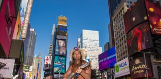Naked Cowboy Migrates South for the Winter