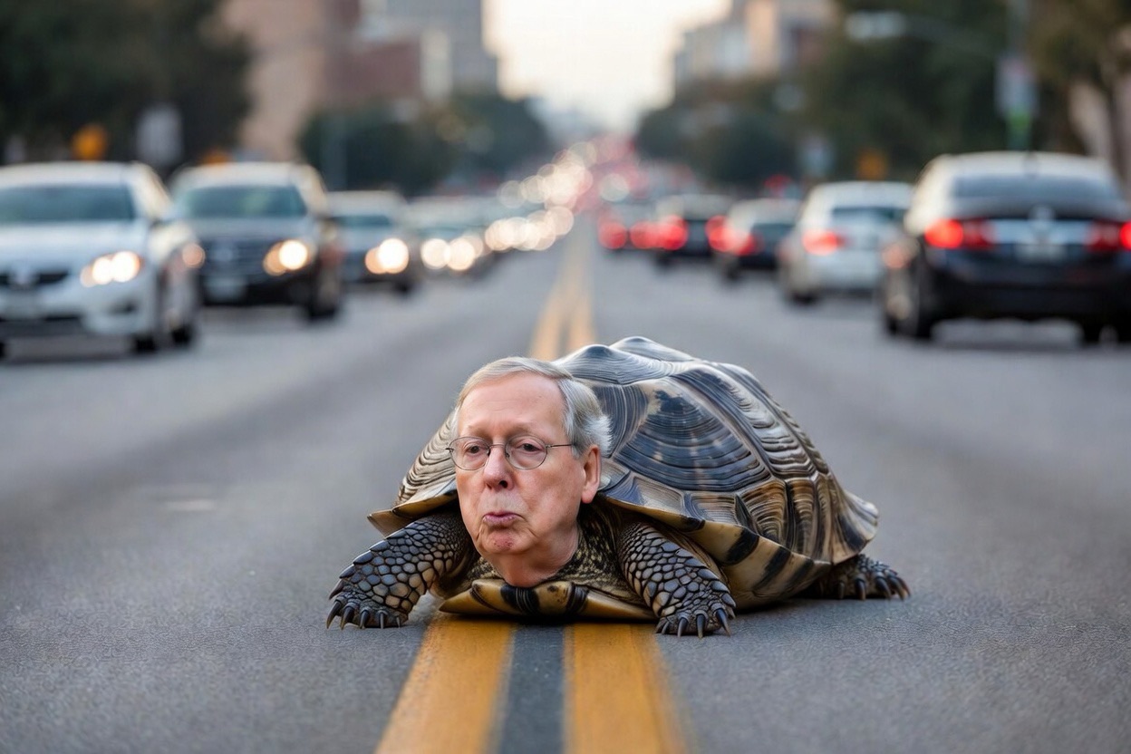 Mitch McConnell Mistaken for Wayward Turtle on Busy Highway