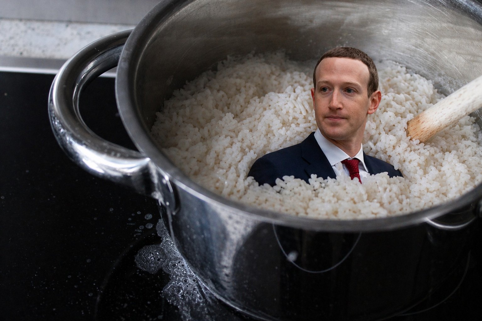 Mark Zuckerberg Briefly Malfunctions After Water Spilled On Him During Press Conference